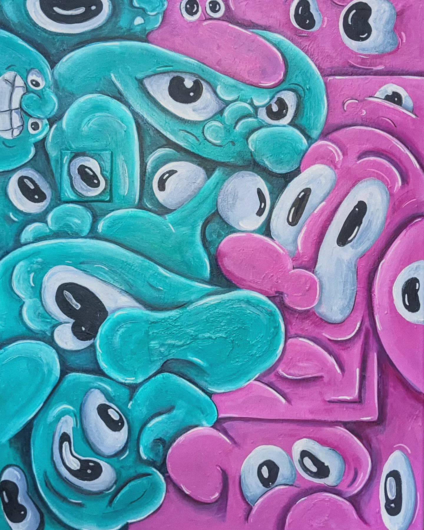 Green(ish) and Pink - (18x24)
